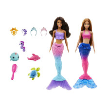 Barbie-merenneitosarja, jossa on kaksi brunette-nukkea (12 tuumaa/30,40 cm), 4 merilemmikkilelua ja -lis  varustetta