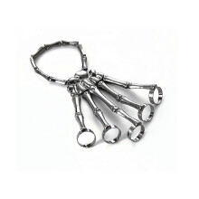 Fashion Personality Punk Skeleton Hand Bone Versatile -Finger Ring Bracelet Adjustable All-In-One C