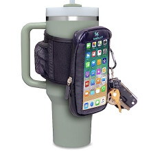 SHERLIX Gym vandflaskepose med vandt?t touchscreen tilbeh?rslomme til telefon. N?glering Karabinhage Side Mesh lomme til AirPods. Passer til 18-4