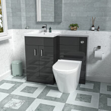 Nes Home Dark Grey 1000mm Vanity Basin WC Vanity Unit & BTW Toilet Flat Pack