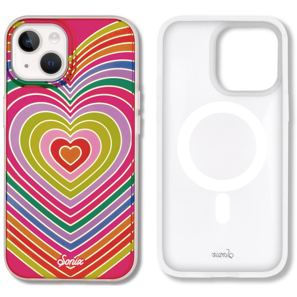 Sonix Case For Iphone 14 Plus | Compatible With Magsafe | 10Ft Drop Tested | Rainbow Hearts 810087974282