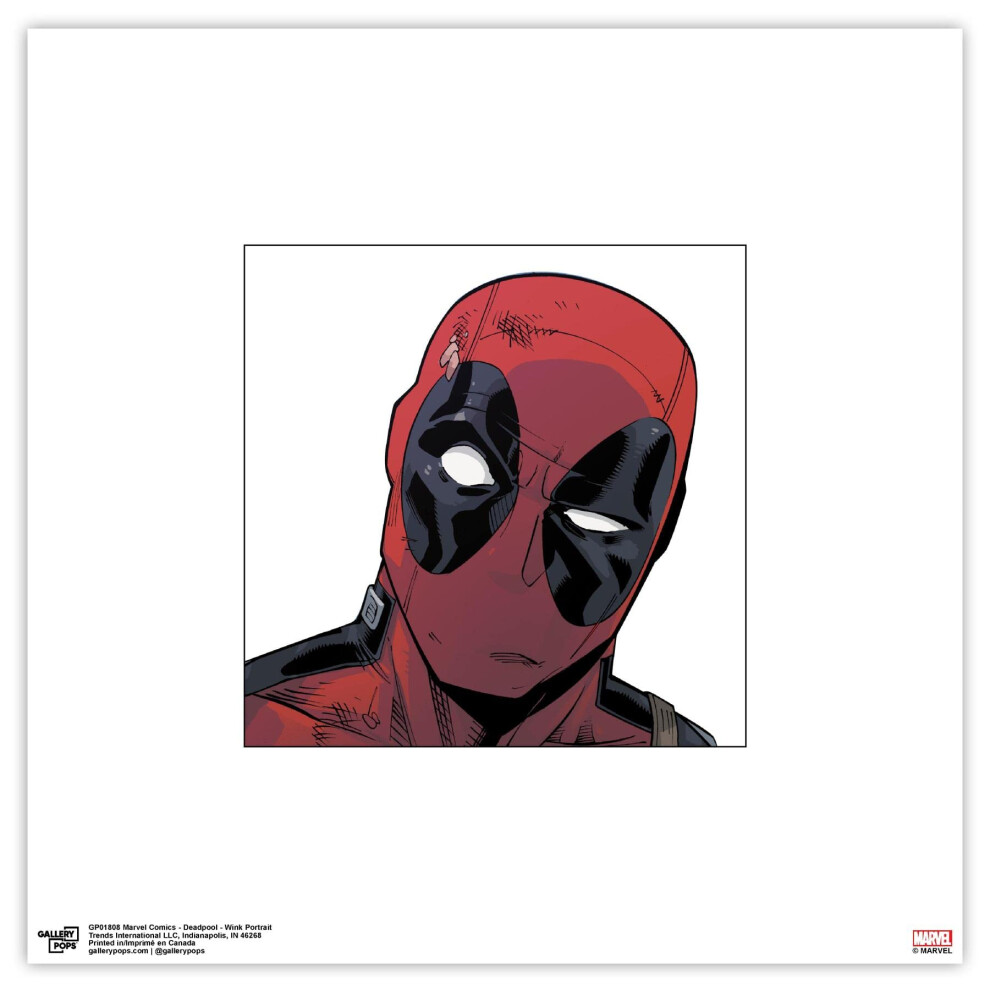 Trends International Gallery Pops Marvel Comics Deadpool Wink Portret Wandkunst Ongeraamde Versie 12 X 12-image