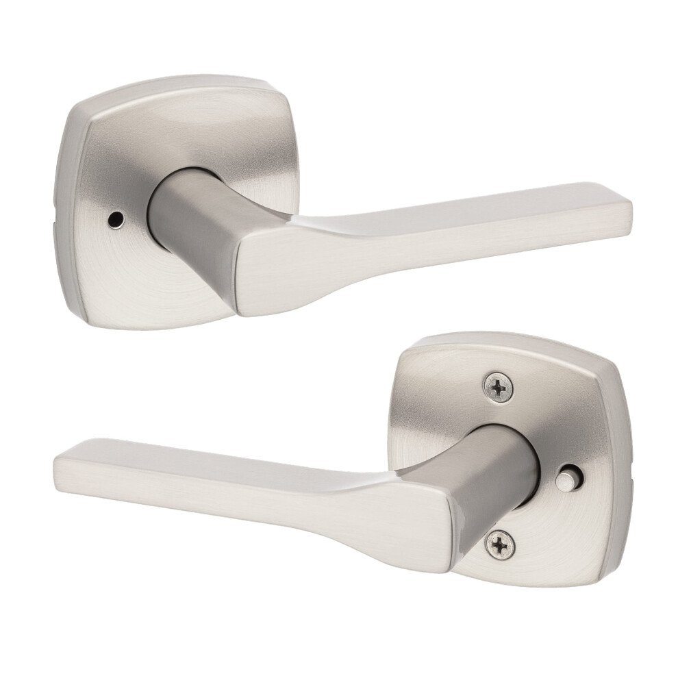 Photos - Door Handle Kwikset Tripoli Lever Interior Privacy with Lock Door Lever For Bathroom and Bedroom Satin Nickel Reversible Key