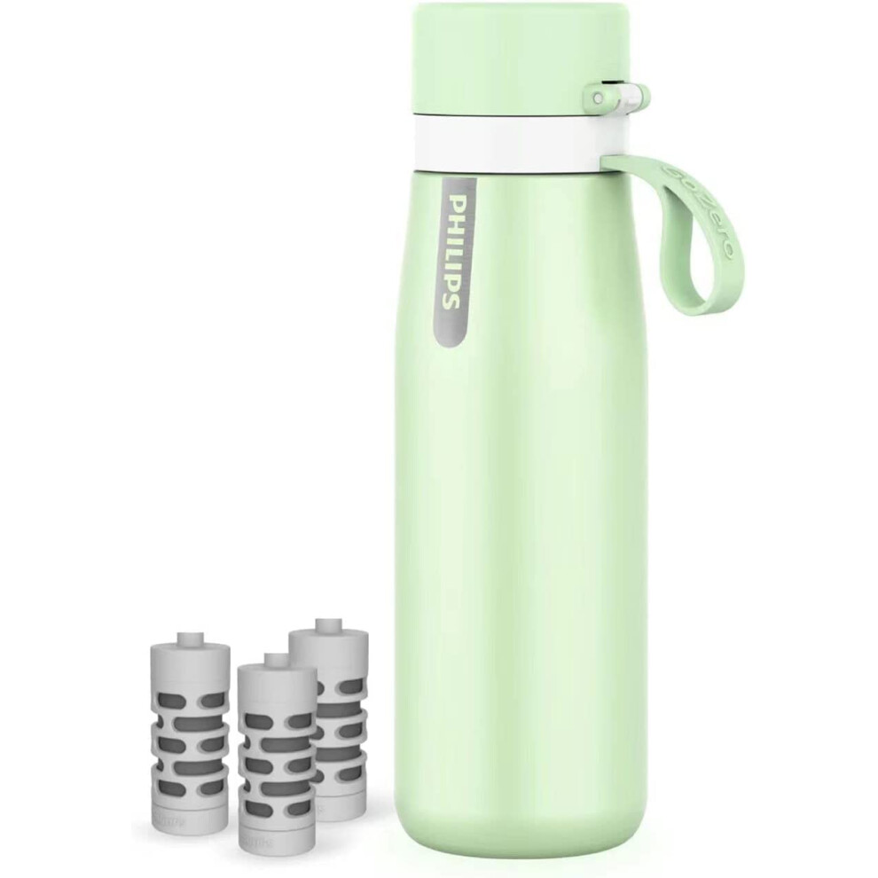 Bouteille d'eau filtr   e isol   e en acier inoxydable PHILIPS avec 3 filtres     eau du robinet Philips GoZero Everyday sans BPA Transform Tap