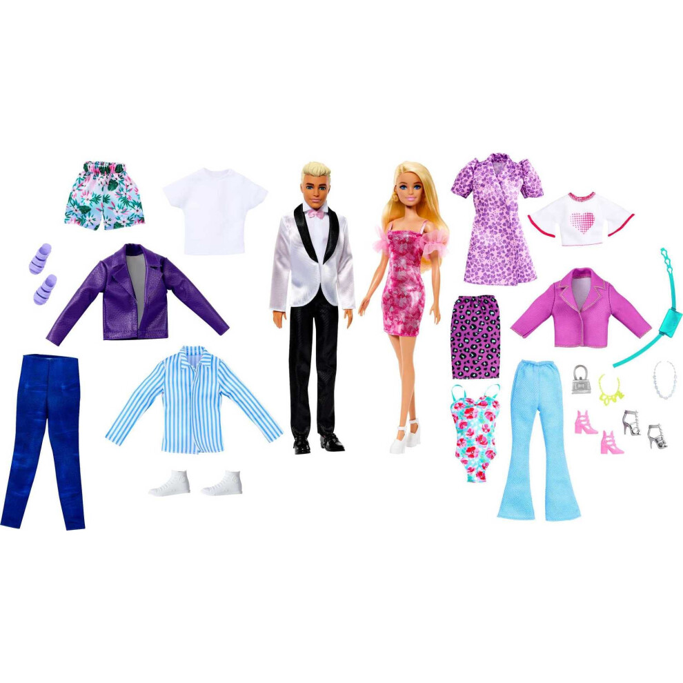 Barbie Doll And Ken Doll Fashion Set With Clothes And Accessories Dre