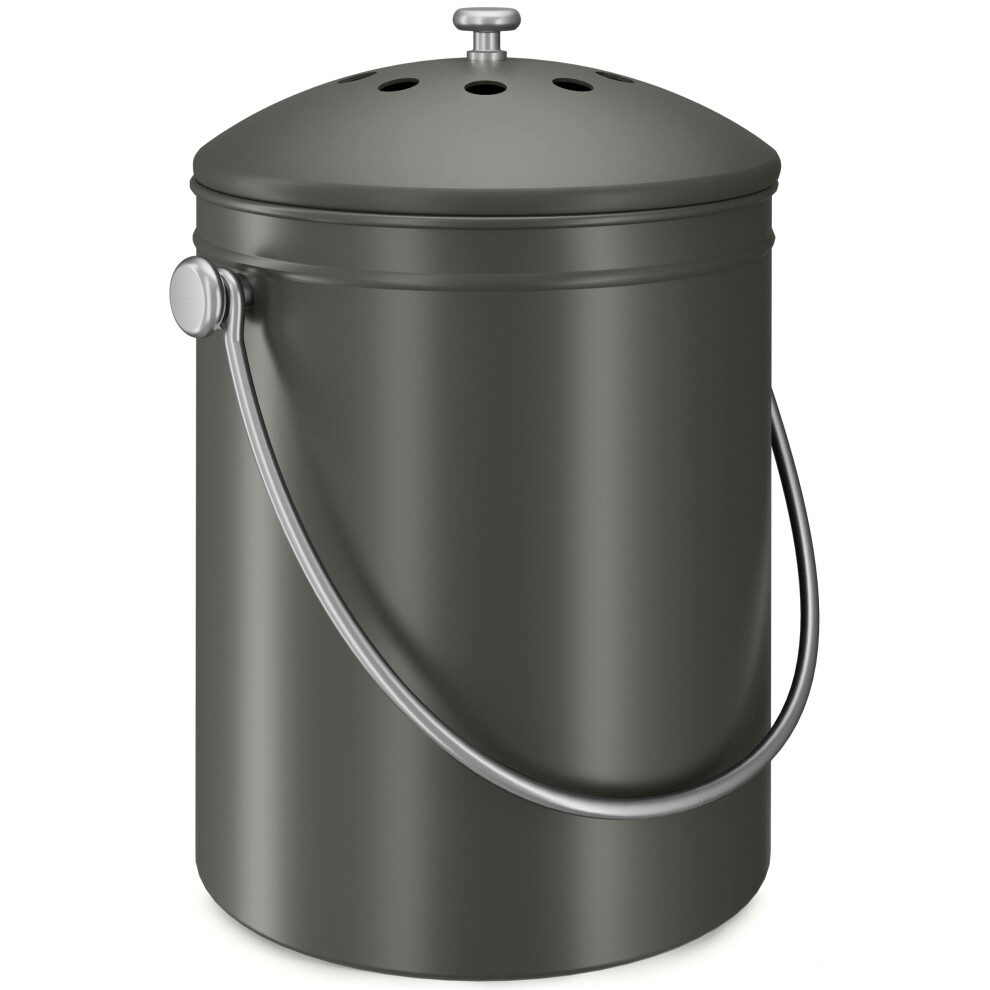 Composteur de cuisine Utopia pour plan de travail     Seau    compost de 1,3 gallon avec couvercle     Comprend 1 filtre    charbon de rechange (gris)