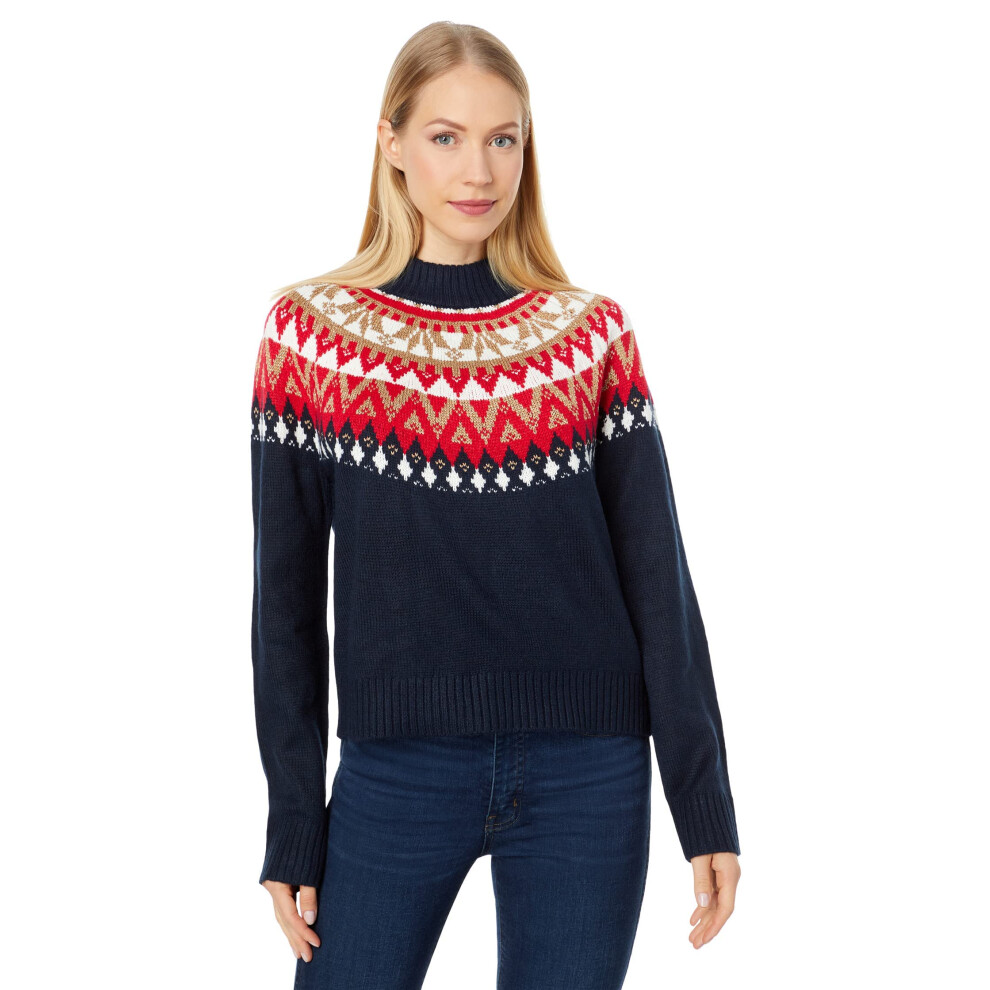 Tommy Hilfiger Womens Metallic Ribbed Trim Pullover Sweater Navy M