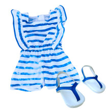 Sophia's Stripe Romper ?i sandale pentru 18 """" Dolls Blue/White