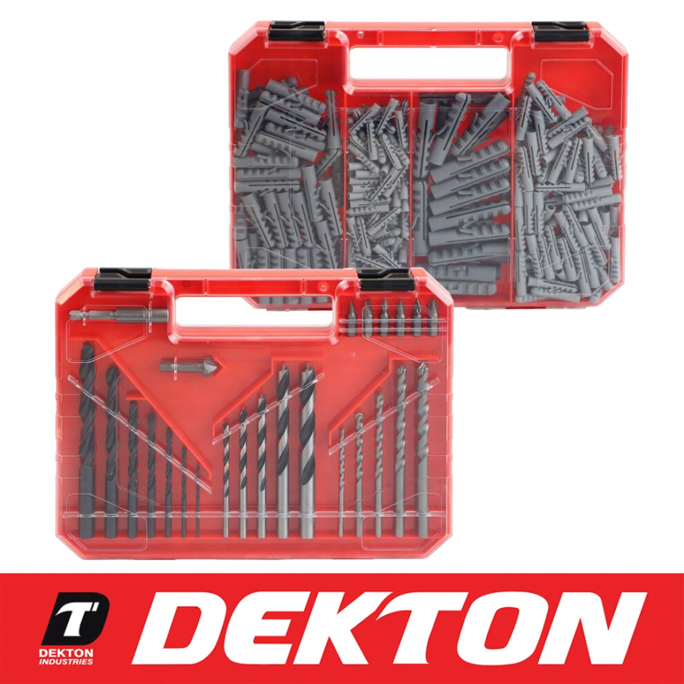 300Pc Hss Wood Masonry Drill Screwdriver Bit And Wall Plugs Bit Holder Case Set 5055441449692