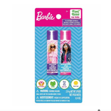 Barbie 2 Bálsamos Labiais com Sabores de Mirtilo Azul e Algodão Doce Rosa - 2 Bálsamos Labiais Brilhantes