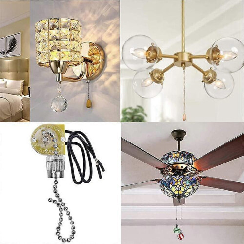 Ceiling Fan Light Switch Ear ZE-109 Two-Wire Light Switch with Pull Cords for Ceiling Light Fans La 2