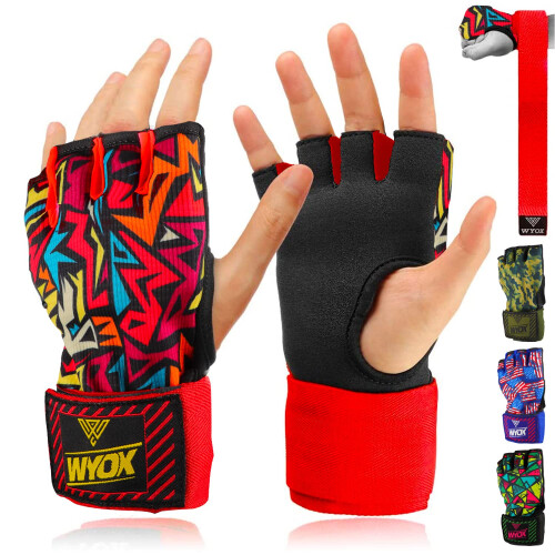 Hand Wraps Boxing Inner Gloves - Gel Elasticated Padded Bandages Under