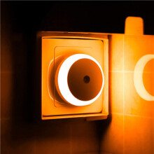 (Amber) Smart Night Sensor Round Plug in Wall Night Lamp
