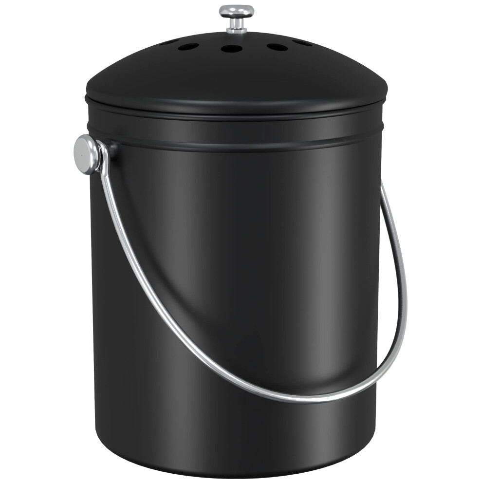 Composteur de cuisine Utopia pour plan de travail     Seau     compost de 1 gallon avec couvercle     Comprend 1 filtre     charbon de rechange (noir)