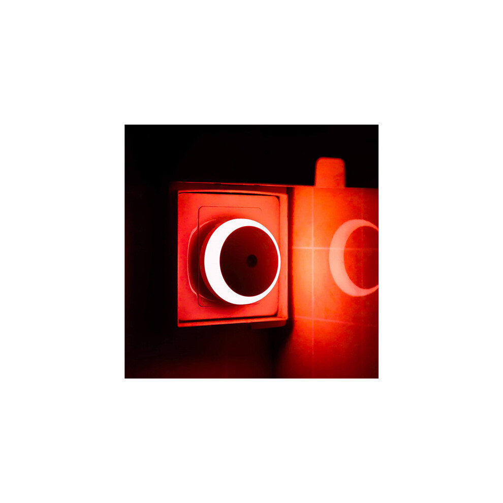 (Red) Smart Night Sensor Round Plug in Wall Night Lamp
