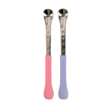 Nuby 2 in 1 Silicone and Stainless Steel Dual Ended Feeding Spoons for Baby  PurplePink