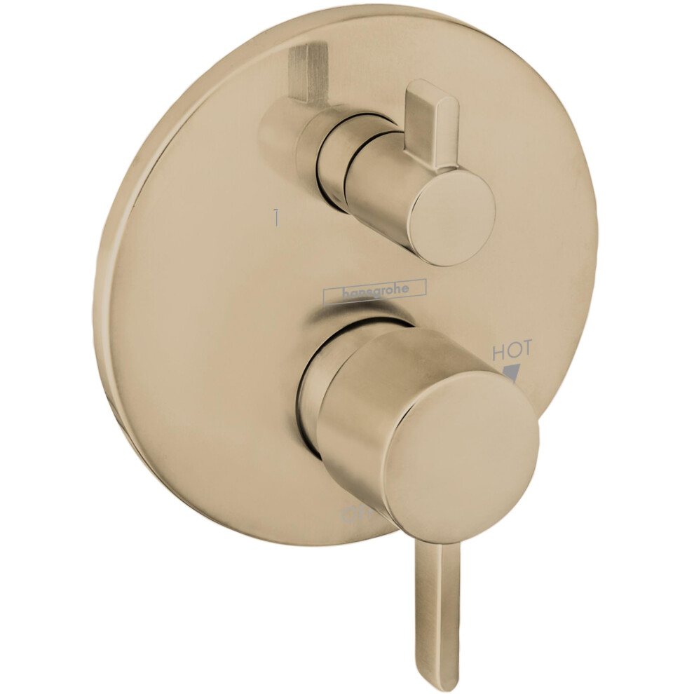 hansgrohe Ecostat Modern 2-Handle Pressure Balance Shower Valve Trim with Diverter in Brushed Bronze 04447140