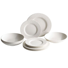 Villeroy & Boch Manufacture Rock Blanc 12-Piece Dinnerware Set Service for 4 Plates & Bowls Premium Porcelain Made in Germany White Large
