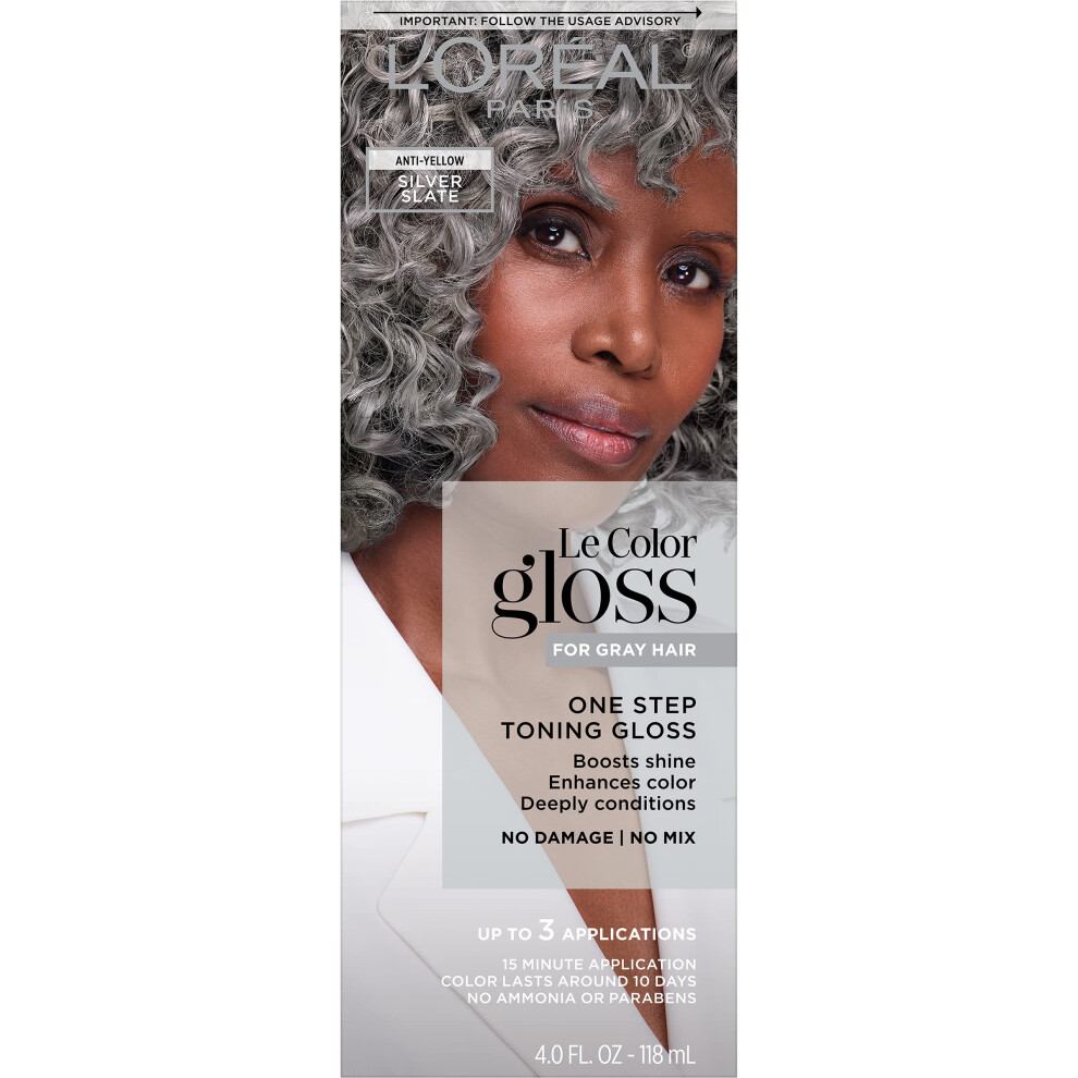 L'Oreal Paris Le Color Gloss One Step Toning Gloss  In-Shower Hair Toner with Deep Conditioning Treatment Formula for Gray Hair  Silver Slat