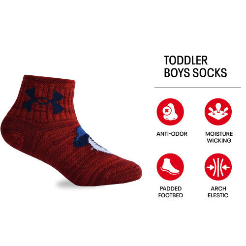 Under Armour Under Armour Pojkar Multi Pack Kvartersocka, Röd, 4-6 US 1