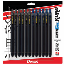 Pentel Energel 0.7 Kuro Gelpen - Medium Linje - 12 Pack Med 6 Svarta & 6 Blå
