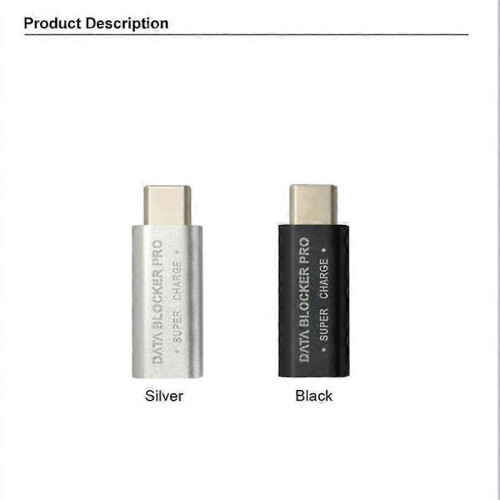 2PCS USB Type-C Data Blocker USB-C Adapter Support Quick Charge(50V/5A) Stop Data Theft (Black)