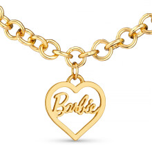 Barbie Round Link Heart Necklace - Guld