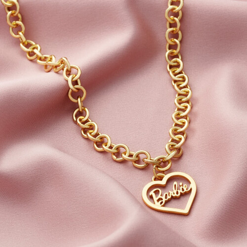 Barbie Colar de cora      o da Barbie Round Link - Ouro 1