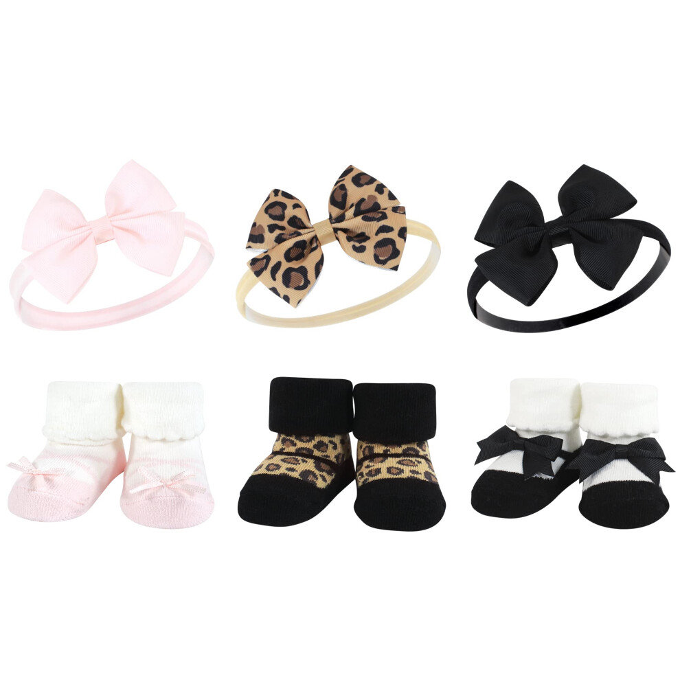 Hudson Baby Baby Girls' Headband and Socks Giftset Leopard One Size