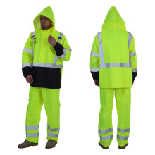 sesafety Warnschutz-Regenjacke, Klasse 3, gut sichtbare Regenausrstung fr Herren, Regenanzge fr Herren, wasserdicht, mit Netz-Reiverschluss vorn