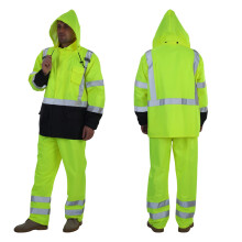 sesafety Hi Vis regnjakke Klasse 3 Regnt?j til m?nd med h?j synlighed Regndragter til m?nd Vandt?t med indvendig mesh lynl?s Gul (S/M)