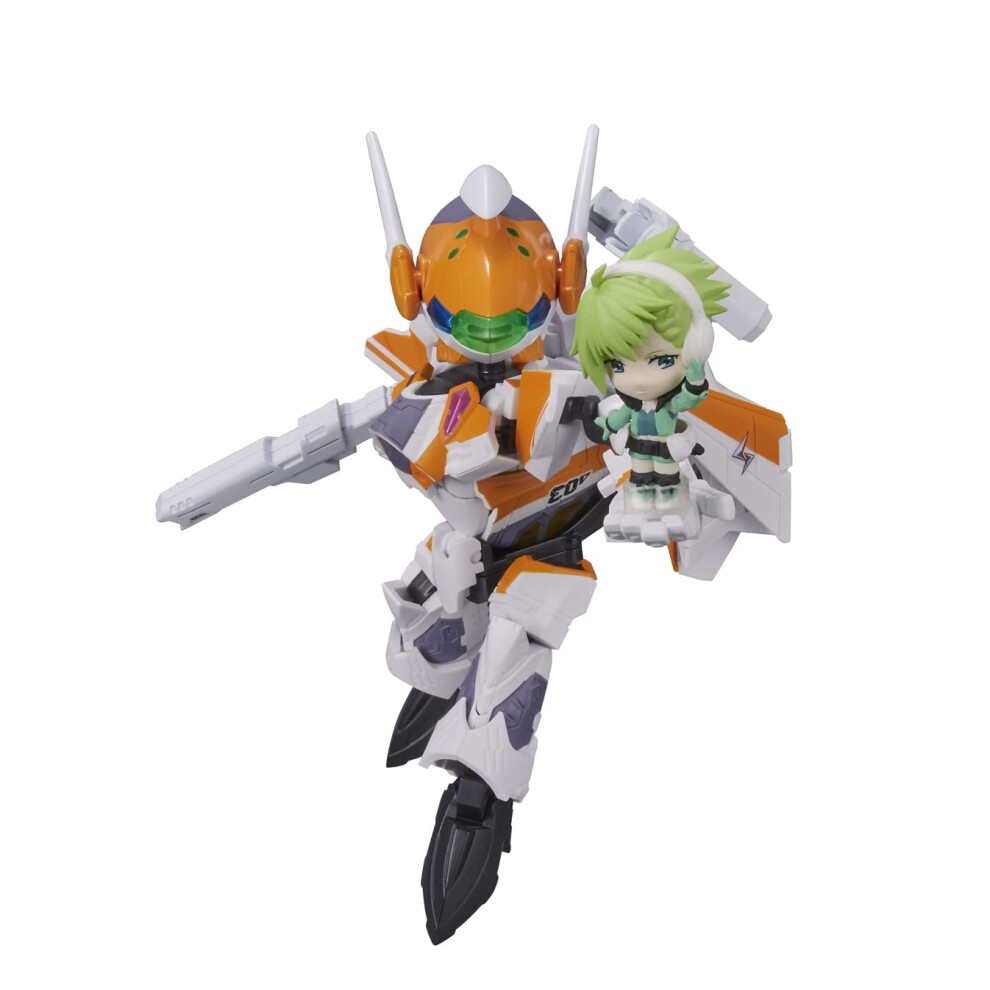Tamashii Nations - Macross Delta - VF-31E Siegfried (F R Chuck Mustang) Mit Reina Prowler Bandai Spirits Tiny Session Figur Actionfigur-image