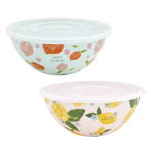Mud Pie Pige Bowl cu capac Set mic 3 """" x 7 1/4 """" dia | Mare 3 3/4 """" x 8 1/2 """" Dia Blue