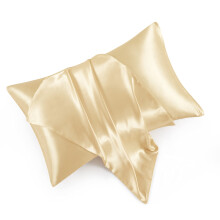 HommxJF Satin Pillowcases with Zipper (20x36) King Size Pillowcases Set of 2 Gold Silk Pillowcase for Hair and Skin