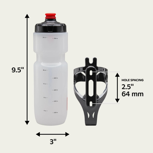 Schwinn Schwinn Διαφανής Αθλητική Φιάλη Νερού και Θήκη, 26 oz ή 750 ml, BPA-Free 1