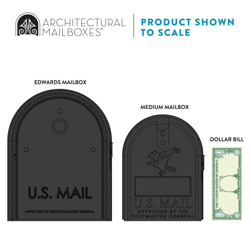 Architectural Mailboxes Edwards Galvanized Steel Post Mount Mailbox  Compatibility Code B  EM160BAM  Black  Large Capacity 2