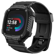 Spigen Rugged Armor Pro Designed for Fitbit Versa 4 / Fitbit Sense 2 Case with Band - Black