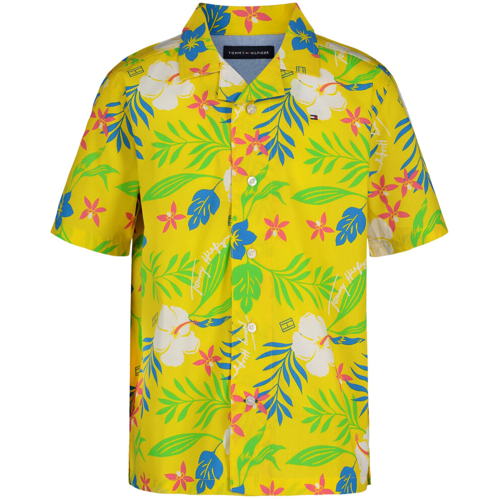 Tommy Hilfiger Boys' Short Sleeve Woven Button-Down Shirt  Vacay Starf