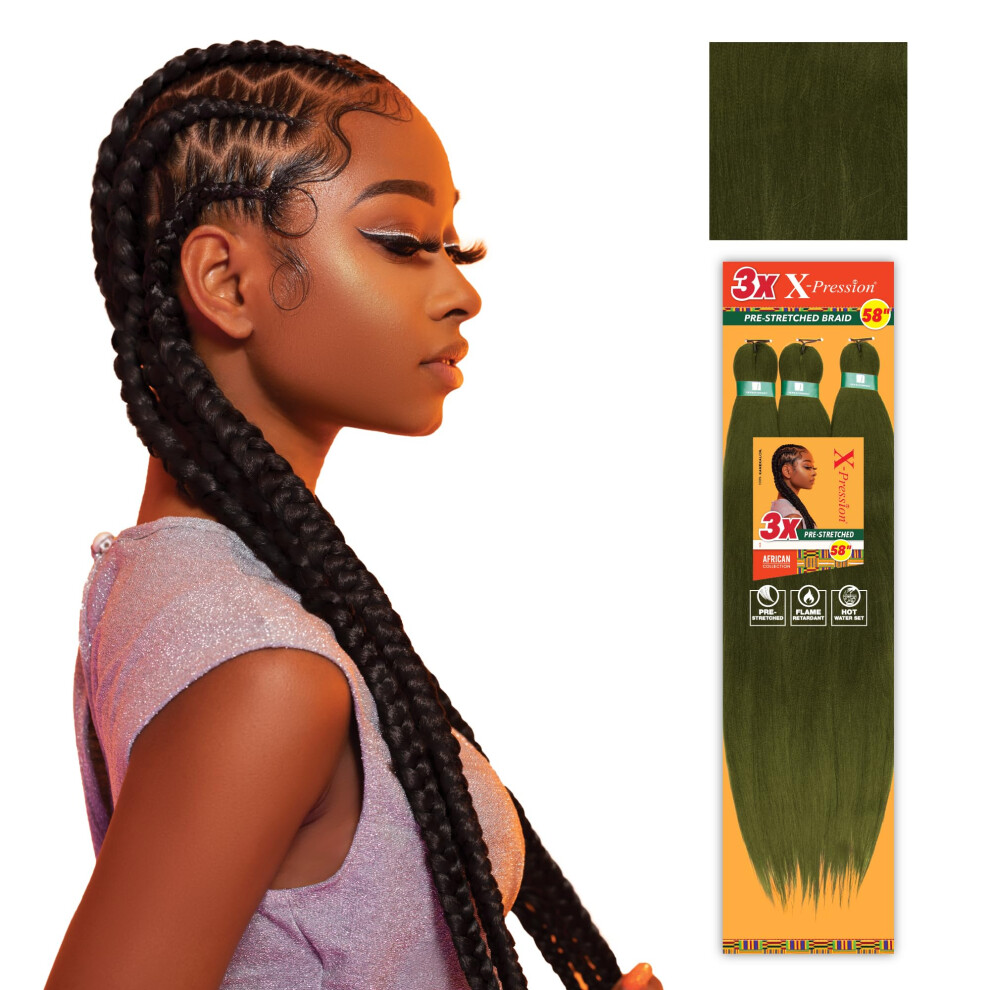 Sensationnel Xpression Prestretched Braiding Hair - 3X Xpression 58-Inch Flame Retardant Smooth Yaki Braid - 3X X-Pression 58 Inch 5 Pack Marsh