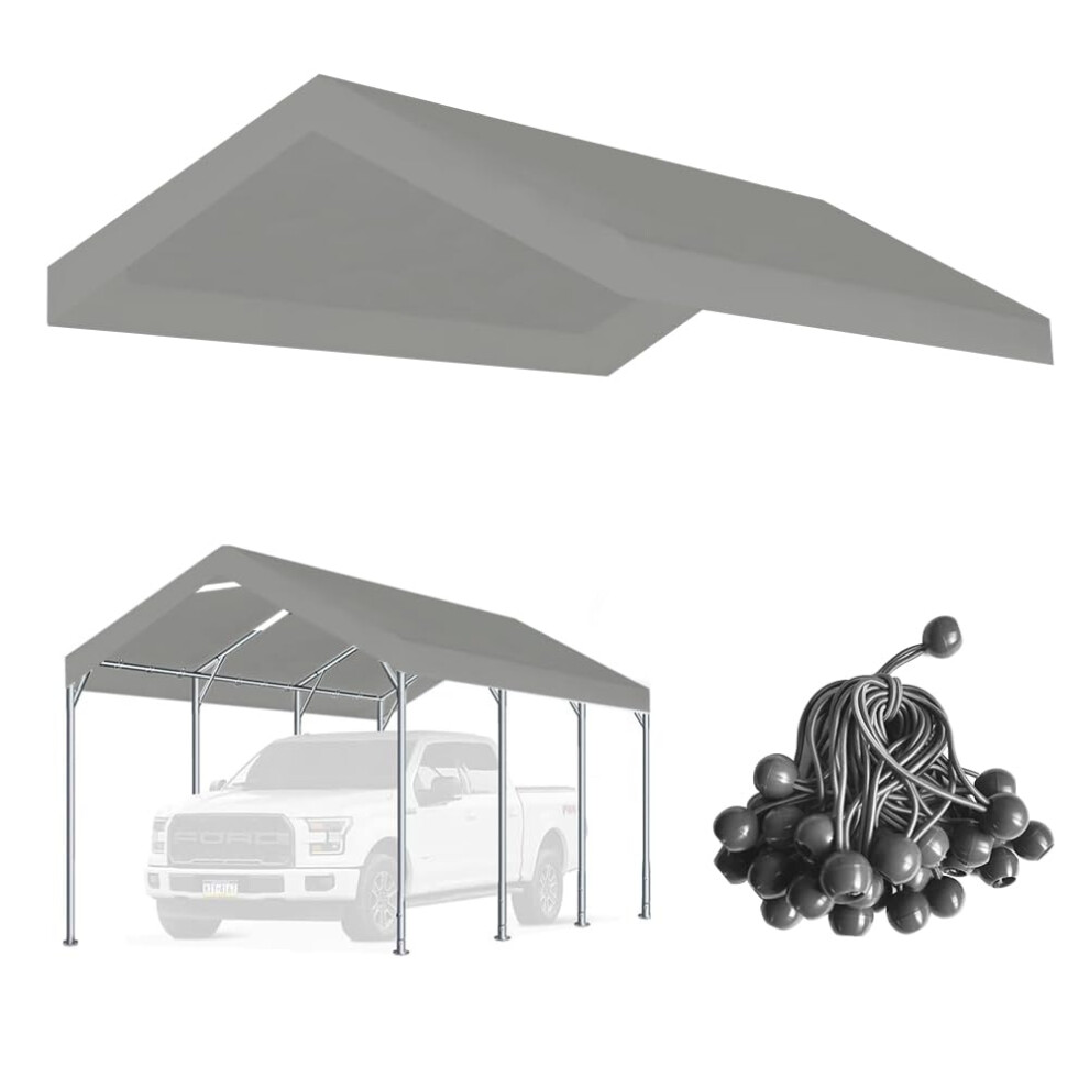 Vanteriam 10x20 Auvent de remplacement am   lior    pour abri de voiture, tente de f   te, tente de garage avec tendeurs     boule, gris O