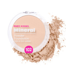 Ruby Kisses Mineral Pressed Powder Foundation Stredn a pln kryt Prrodn povrchov prava 0,35 unce (spravedliv porceln)