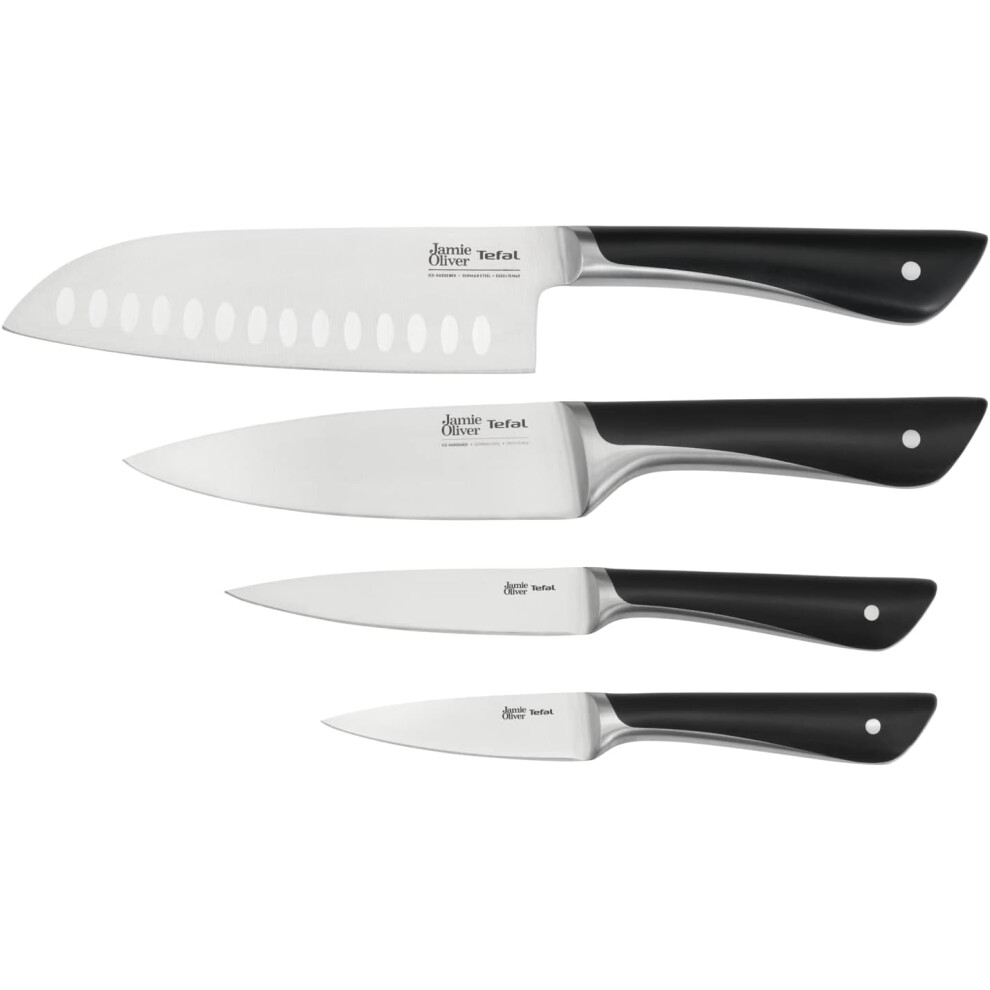 Tefal Jamie Oliver Kitchen Knives Set, 4 Pieces: Santoku, Chef