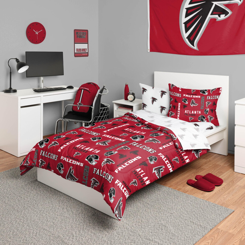 Parure de lit 5 pi   ces avec couette et sac de couchage FOCO Atlanta Falcons NFL Team Color Bed In a Bag pour lit double