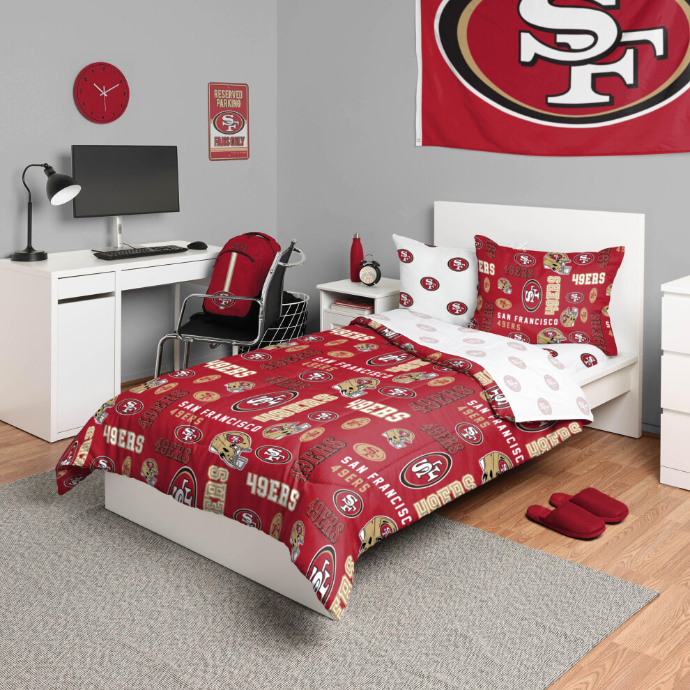 Foco San Francisco 49Ers Nfl Team Color Bed In A Bag Bettdecke Bettw Sche 5-Teilig Twin Set-image