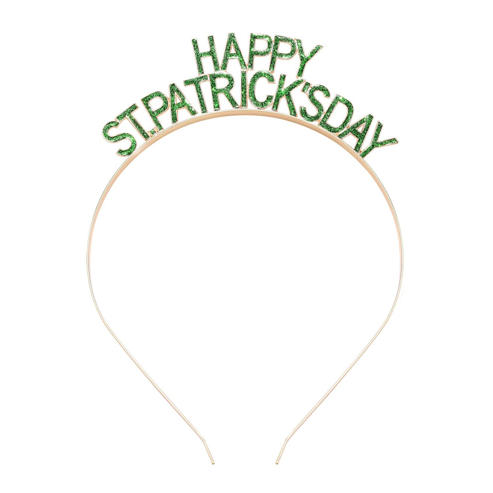 Heidkrueger St. Patrick's Day Stirnband Gr N Gl Ckshaarband Glitzer Happy St.Patricks Day Buchstaben-Stirnband F R Irische Parade Haarreif-image