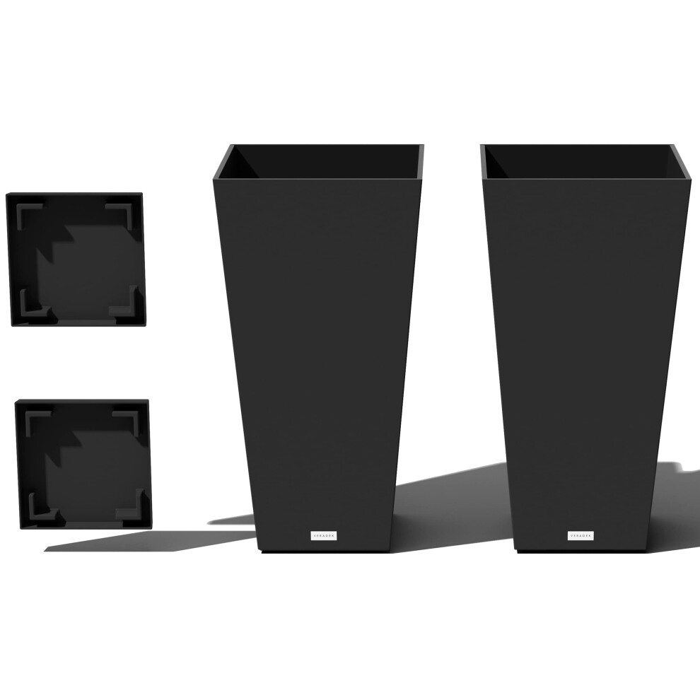 Veradek V-Resin Indoor/Outdoor Taper Planter (Black 30 inch - 2 Pack
