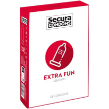 Secura Extra Fun -kondomit stimuloivilla pisteillä, 48 kpl pakkaus