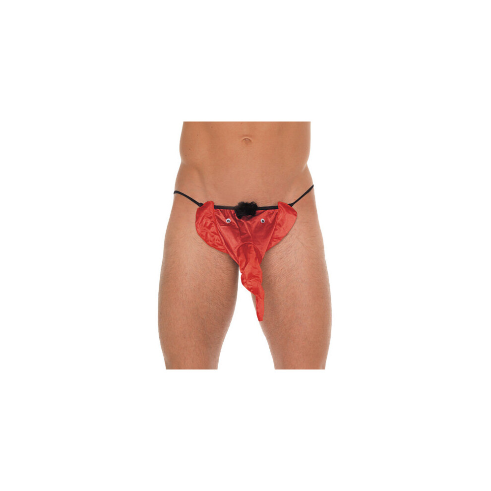 Rimba Black/Red Mens G-String With Elephant Animal Pouch