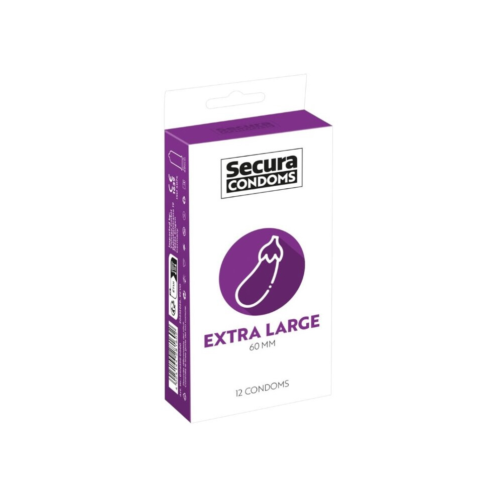 Secura Kondome Extra Large 60Mm Latex Condoms 12 Pack