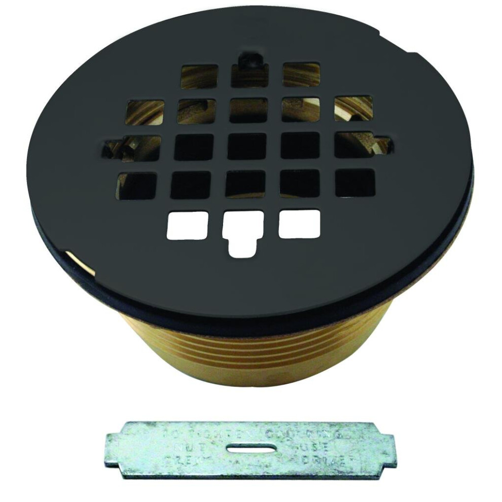 Westbrass A206b-62 2"" No-Caulk Brass Compression Shower Drain With 4-1/4"" Round Grid Cover Matte Black 673604349266